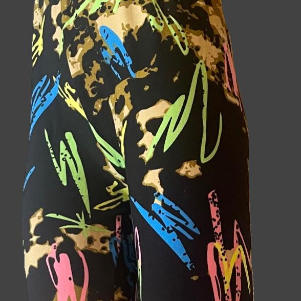 Girls vibrant graffiti leggings, full length