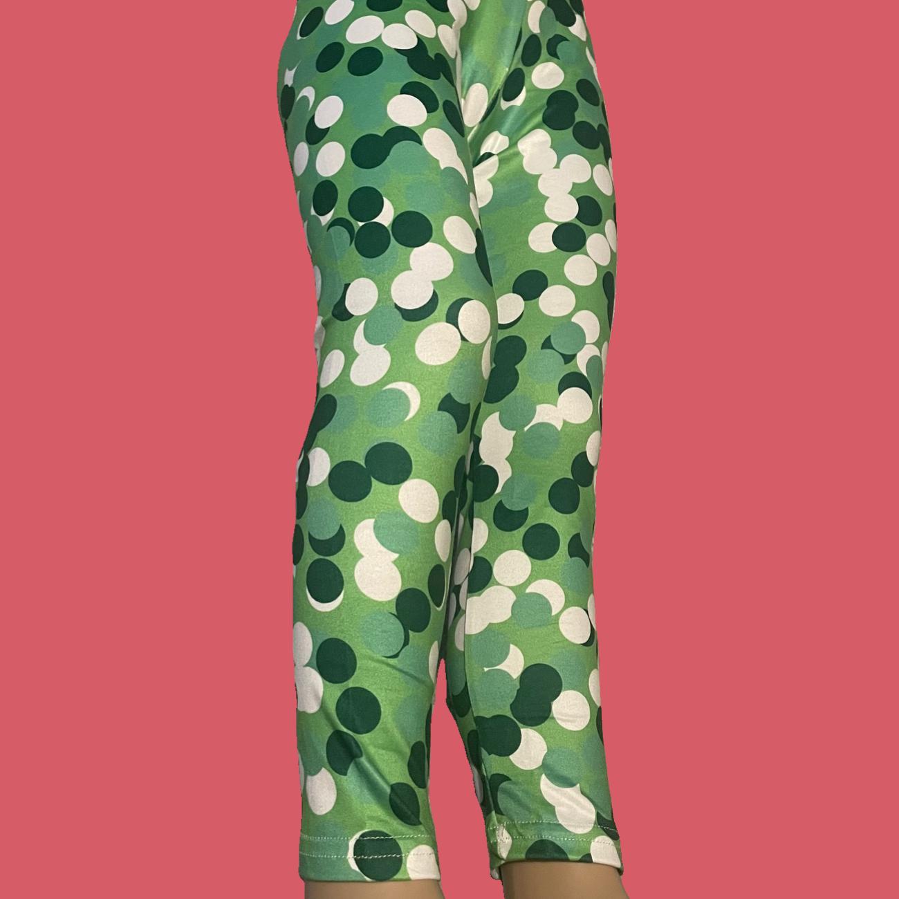 Girls green dot design full length leggings