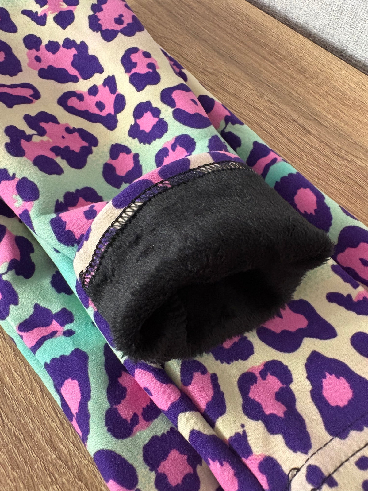 Bright leopard print fleece-lined leggings