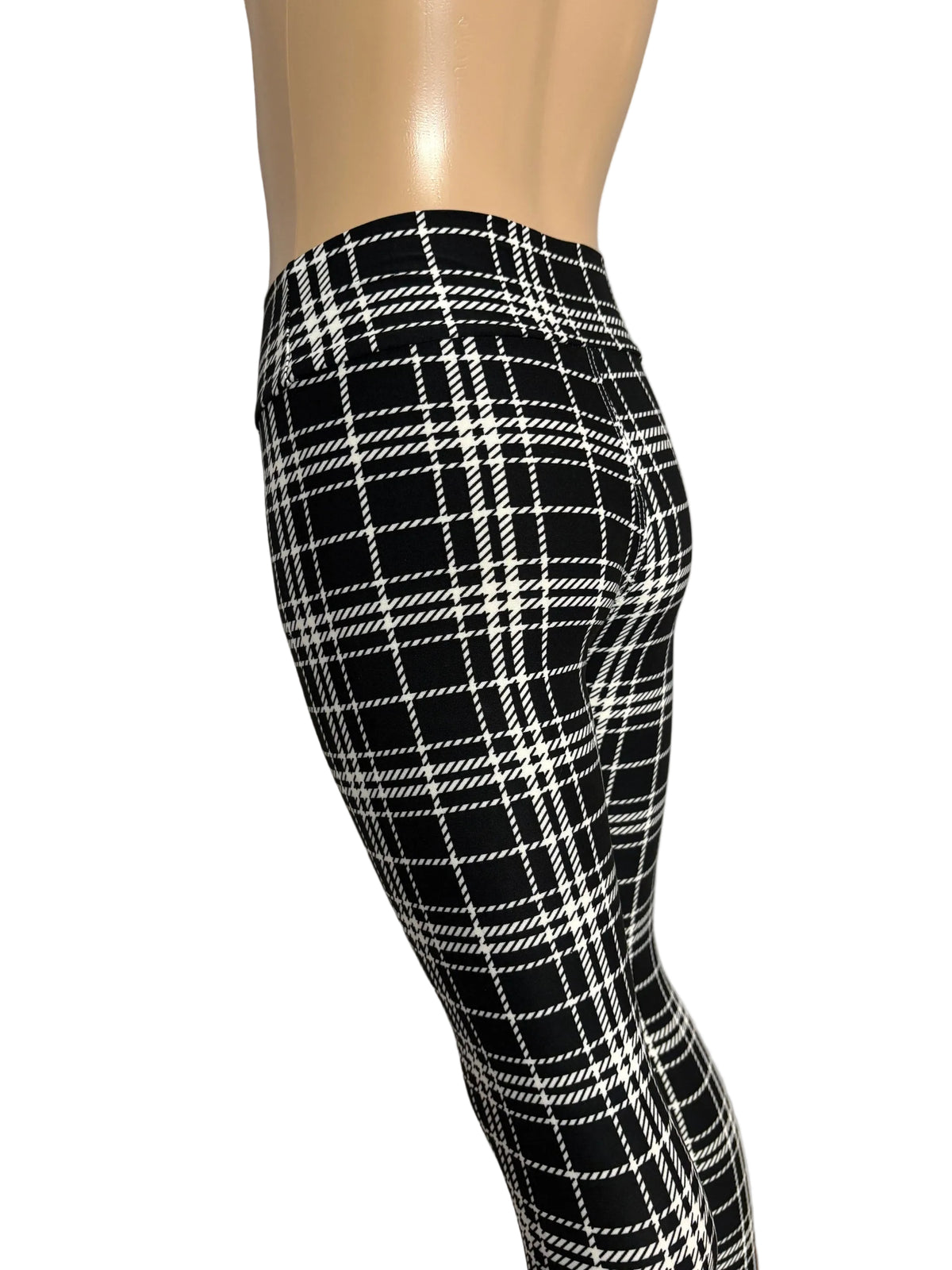 Full length, soft, high waisted plaid leggings