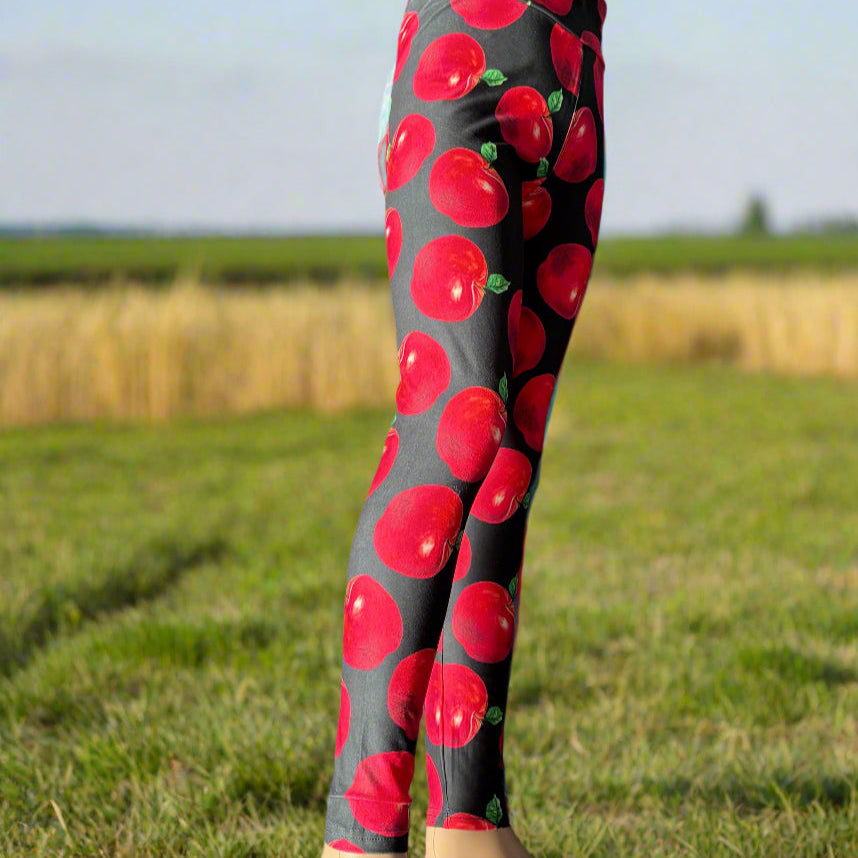 Apple design full length stretch leggings