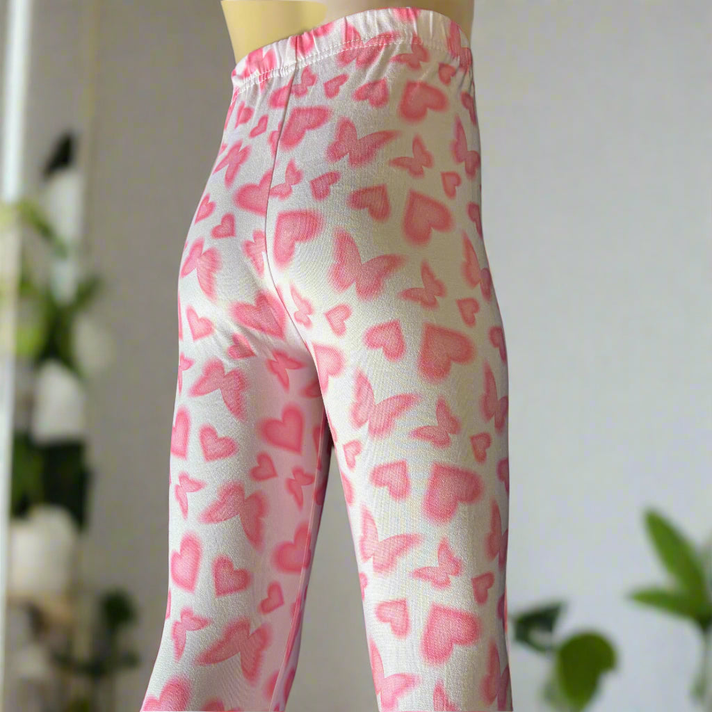 Pink butterfly leggings, full length
