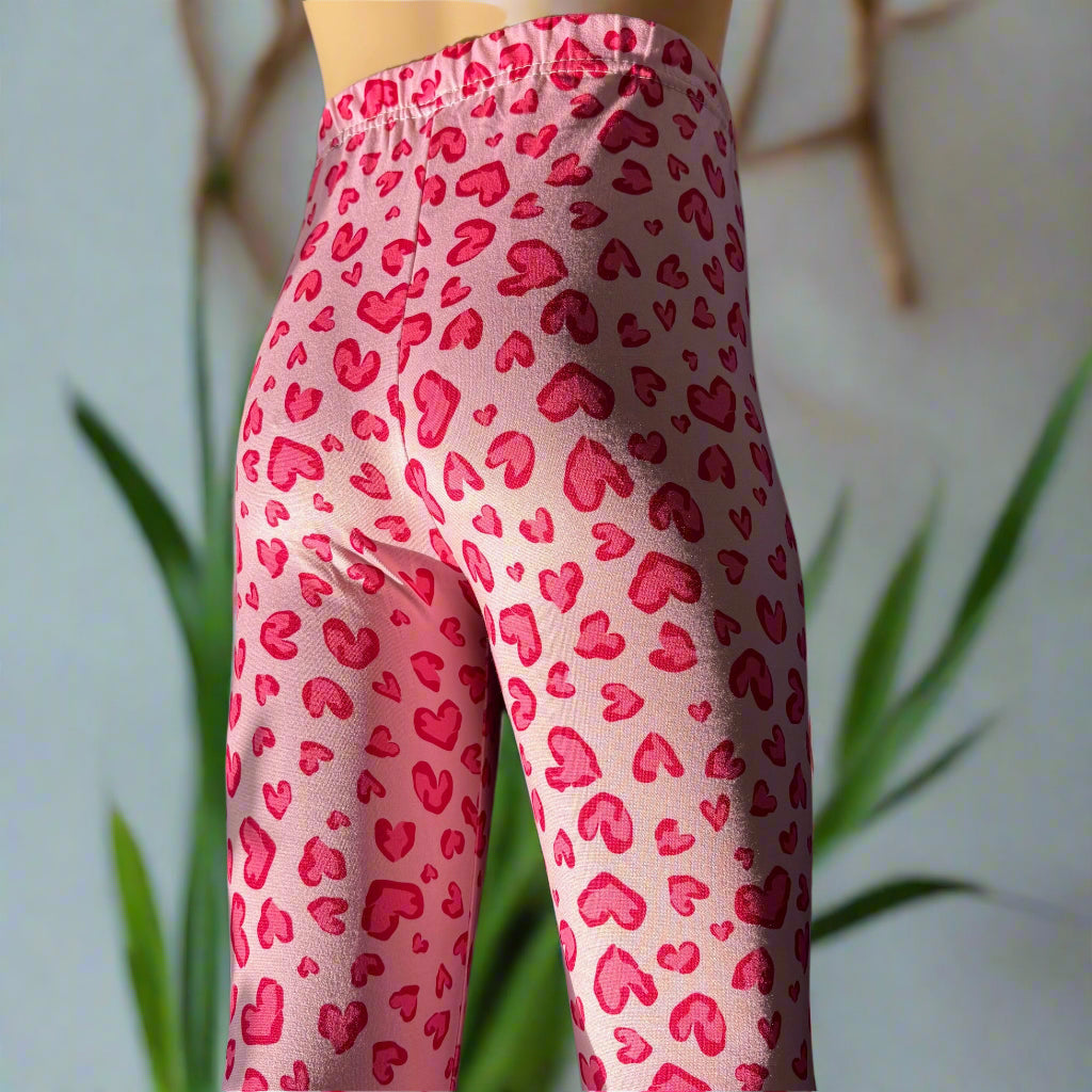 Pink hearts design full length leggings