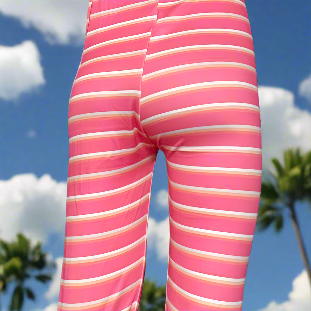 Pink stripe design full length leggings