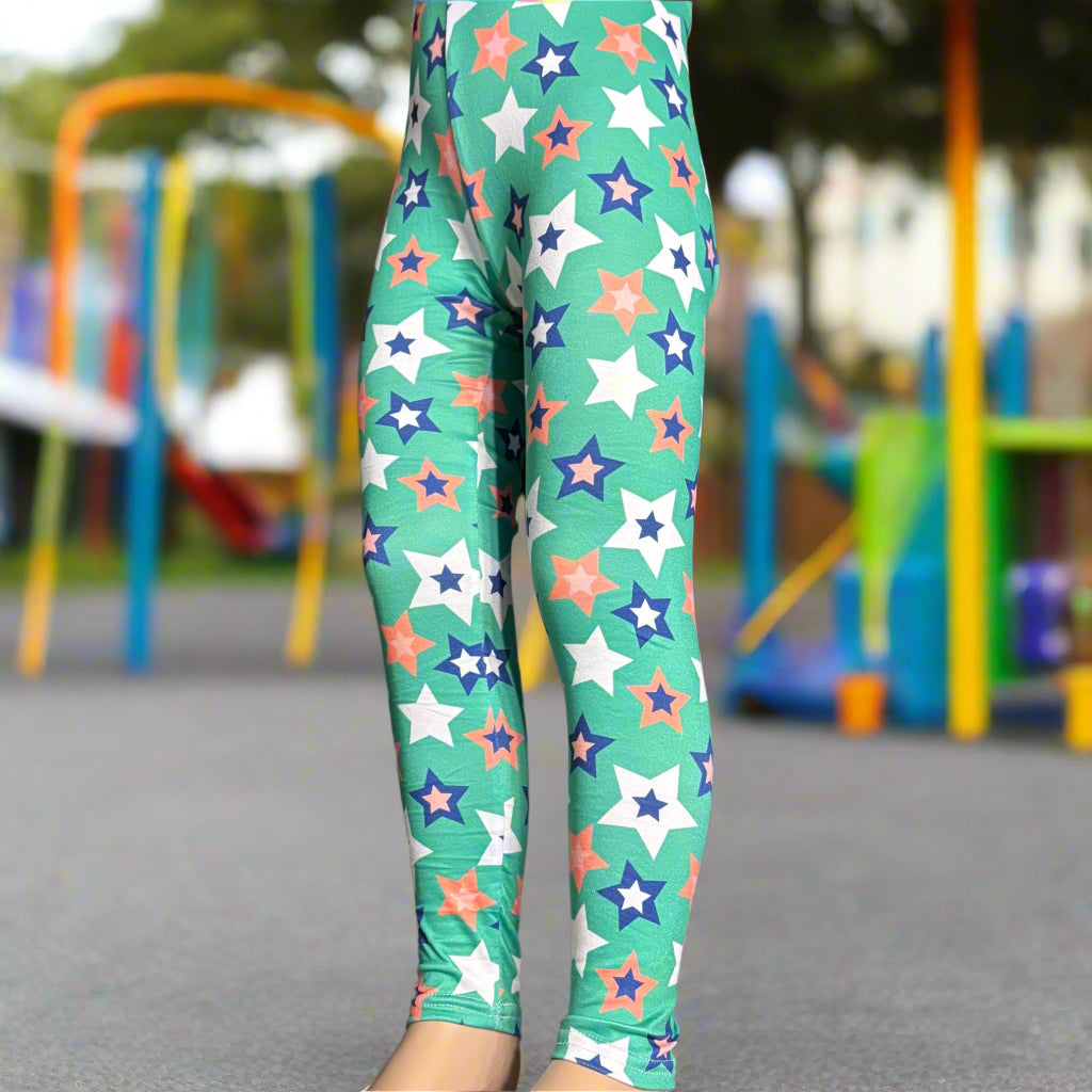 Green star design leggings