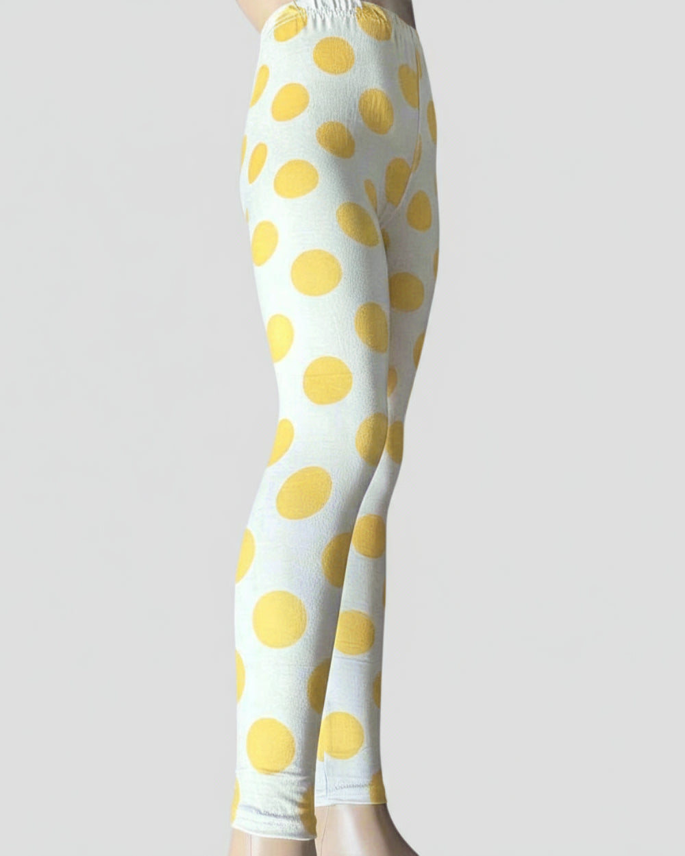 Yellow dots design full length stretch leggings