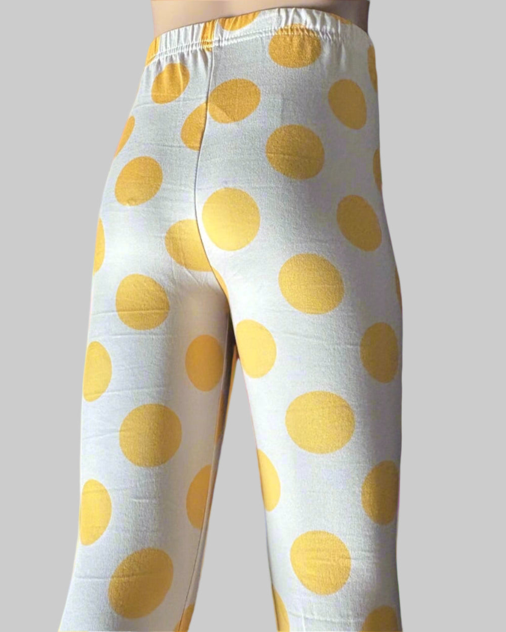 Yellow dots design full length stretch leggings