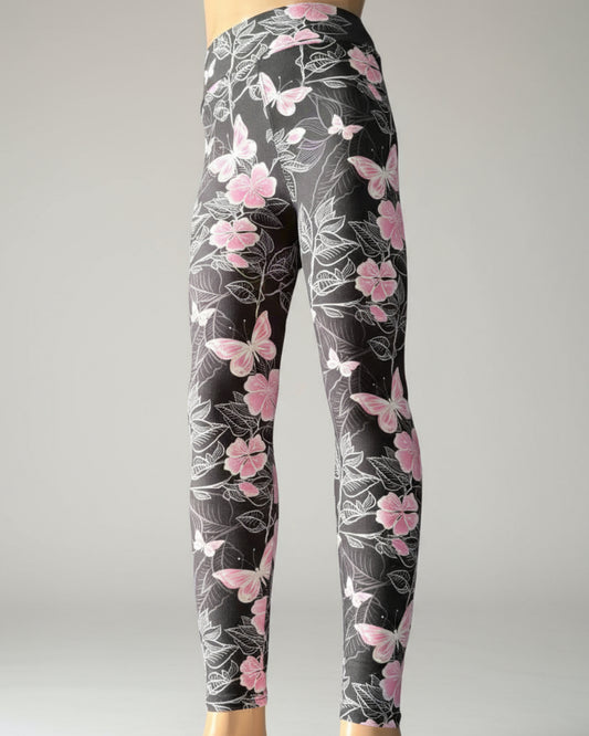 Flower & butterfly patterned leggings