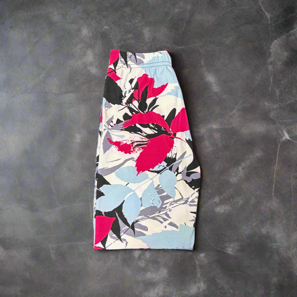 Tropical design full length stretch leggings