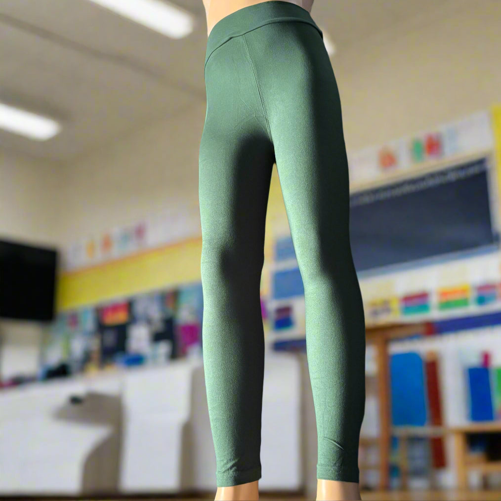 Solid colour, soft, stretch leggings in black, green, navy, grey, orange, pink, fuchsia, purple and more!