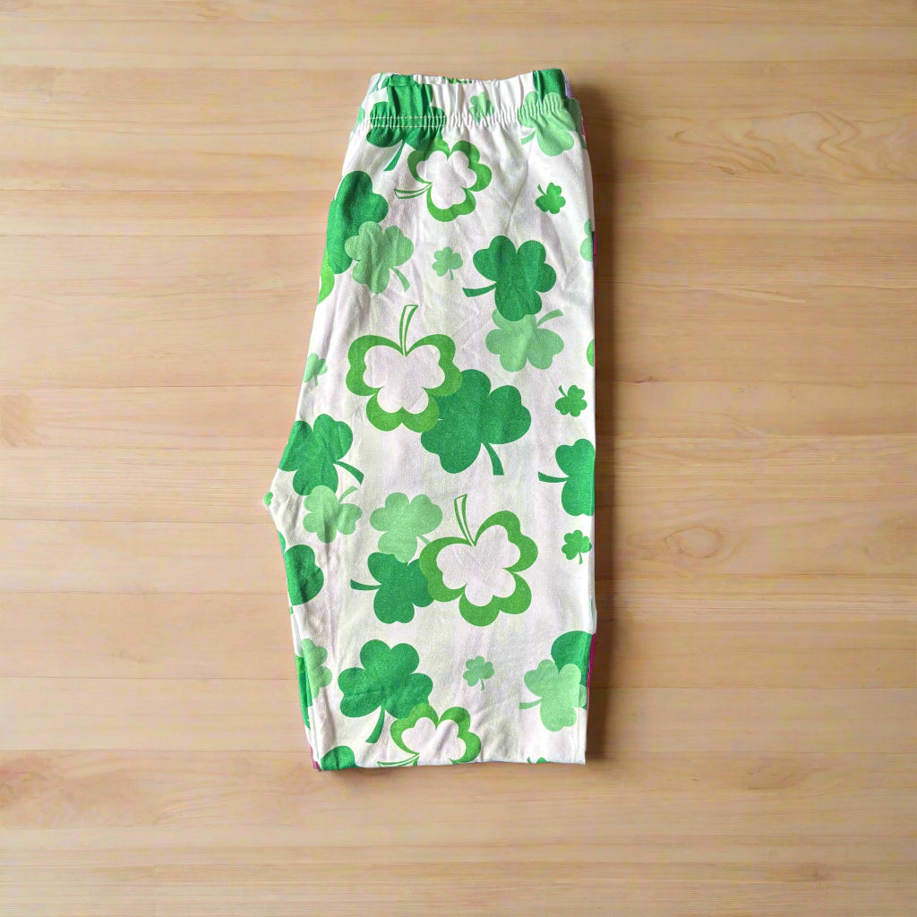 Shamrock patterned full length stretch leggings