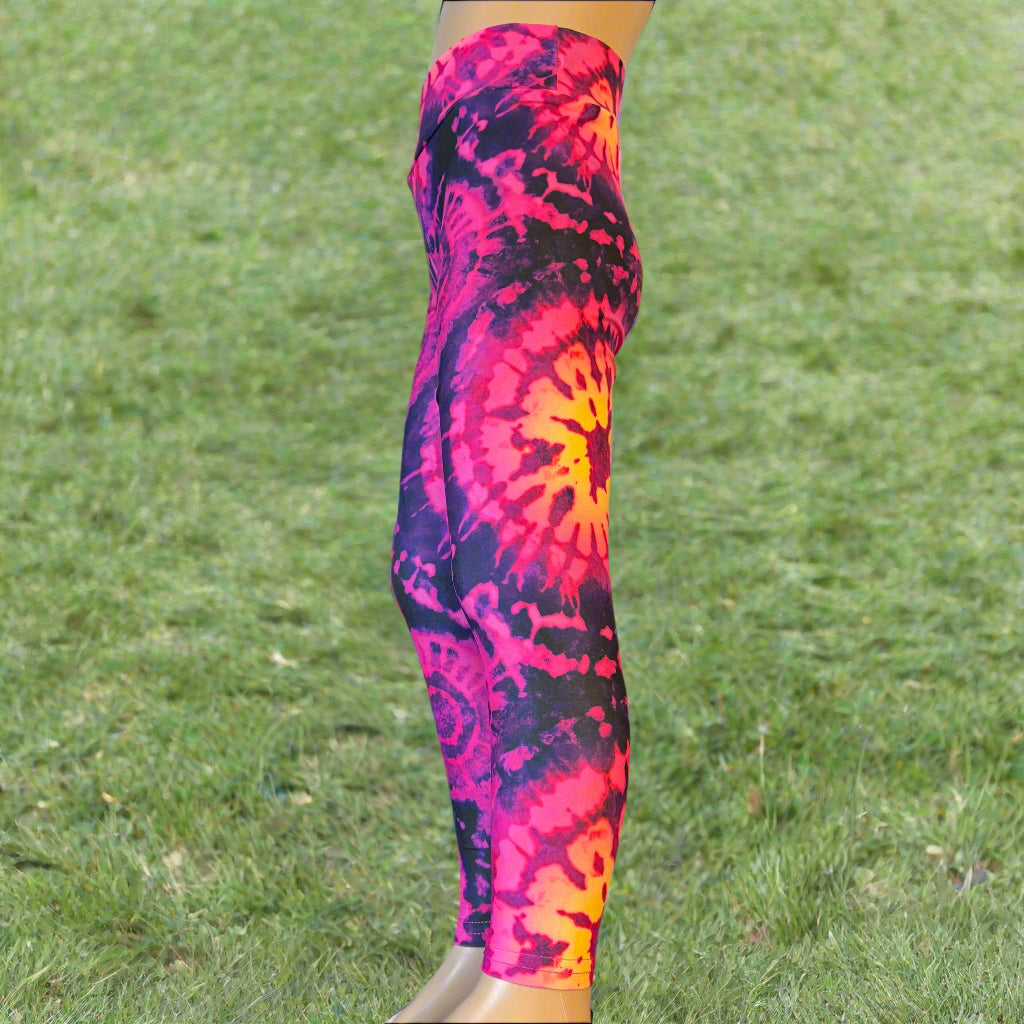 'Sunset tie-dye' design full length leggings