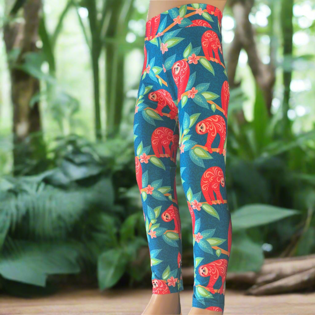 Happy Sloth design full length leggings