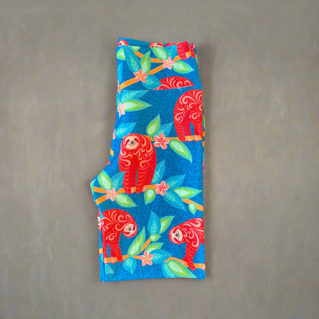 Happy Sloth design full length leggings