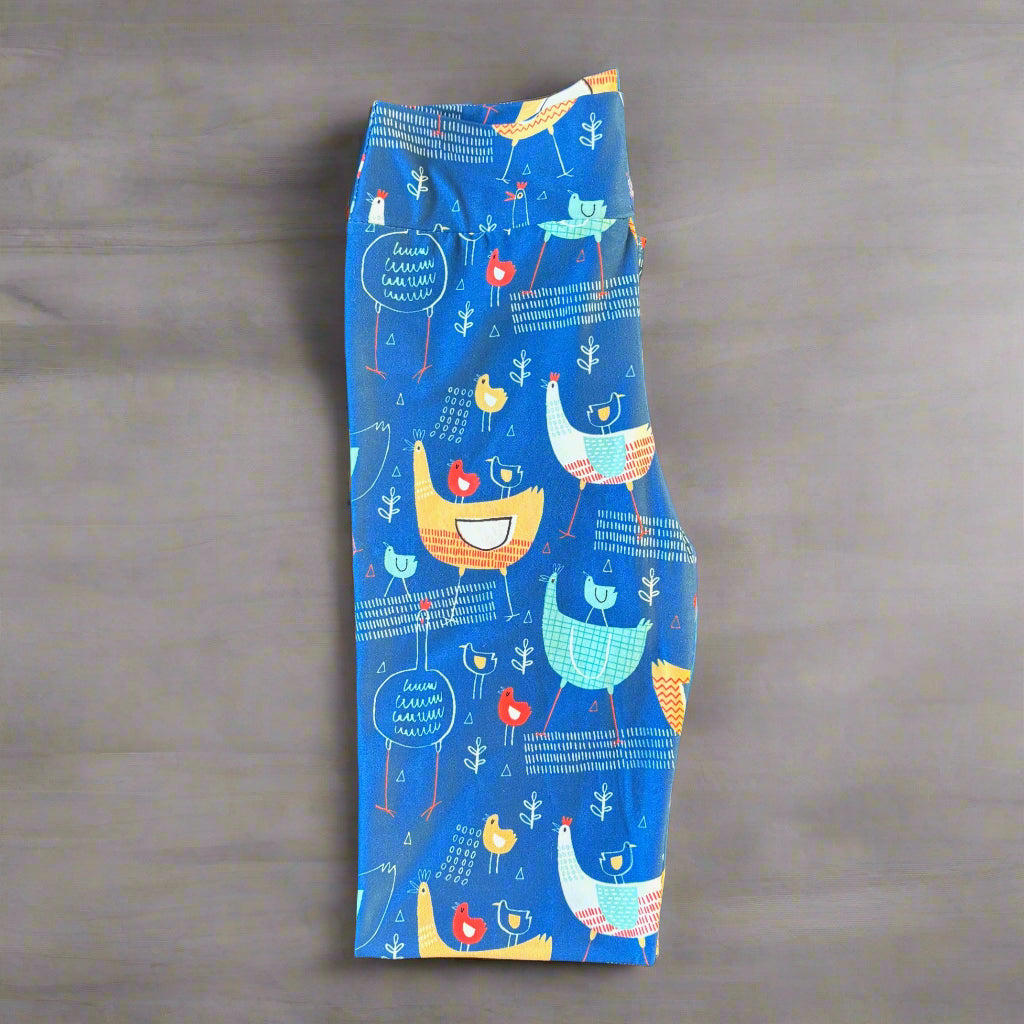 Hen & Chickens design full length stretch leggings