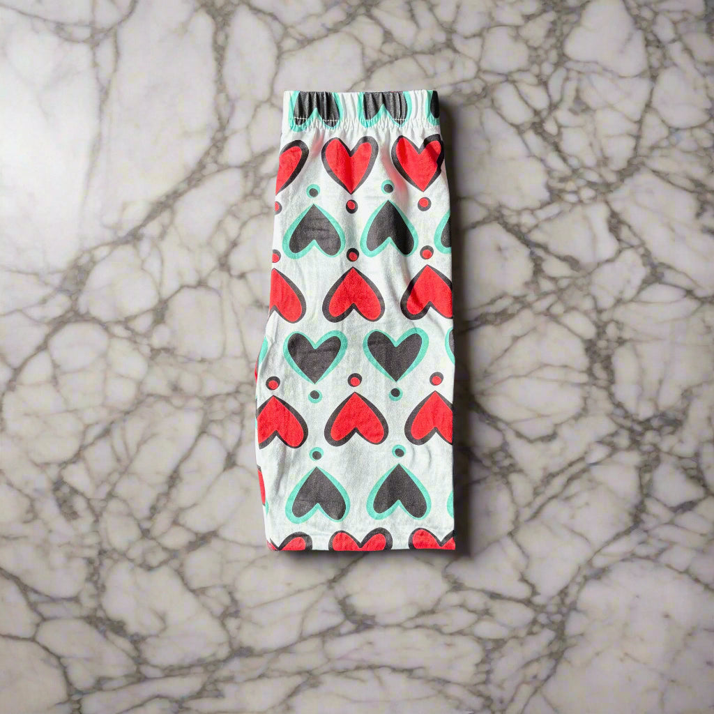 Red & Black hearts design full length stretch leggings