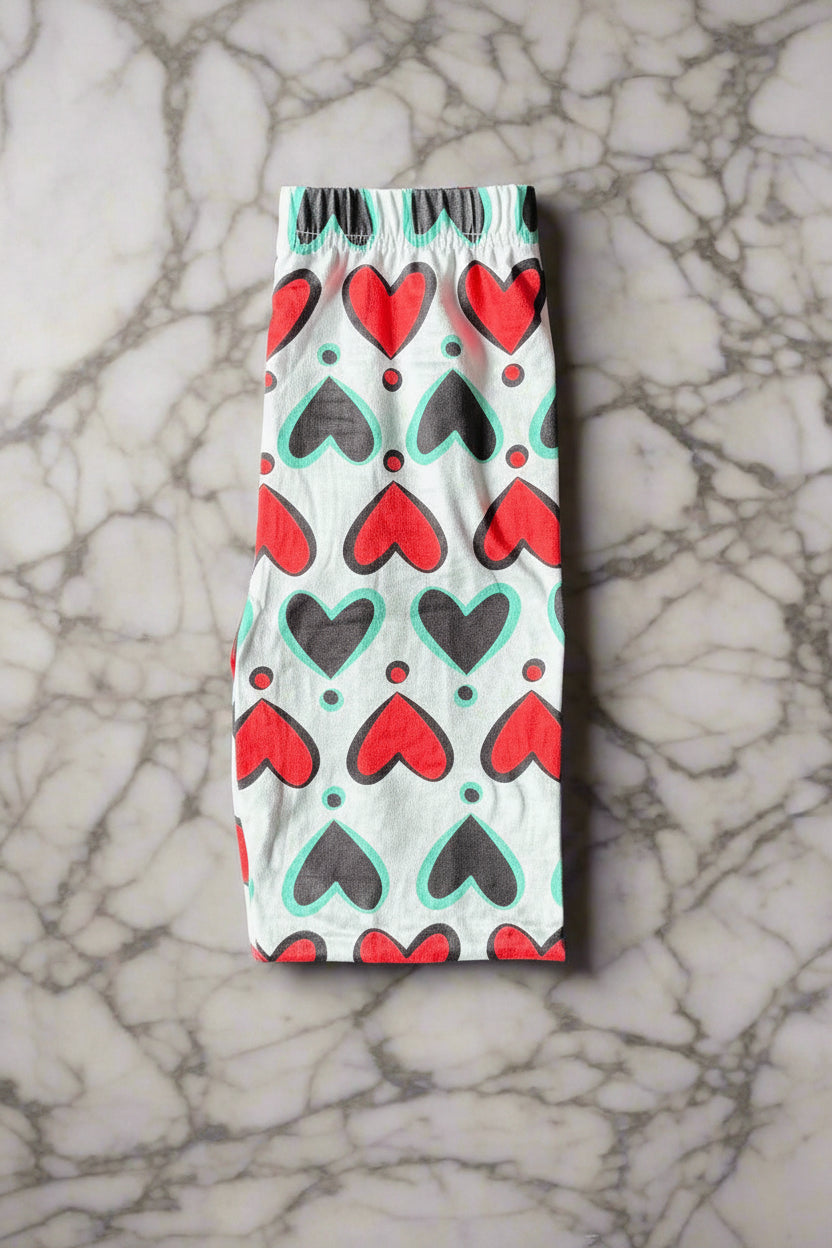 Red & Black hearts design full length stretch leggings