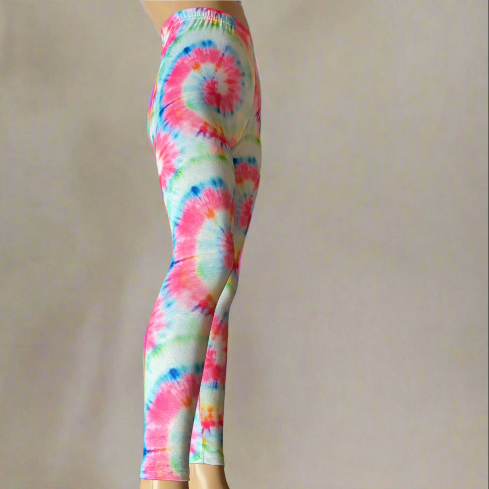 Bright tie-dye design full length leggings