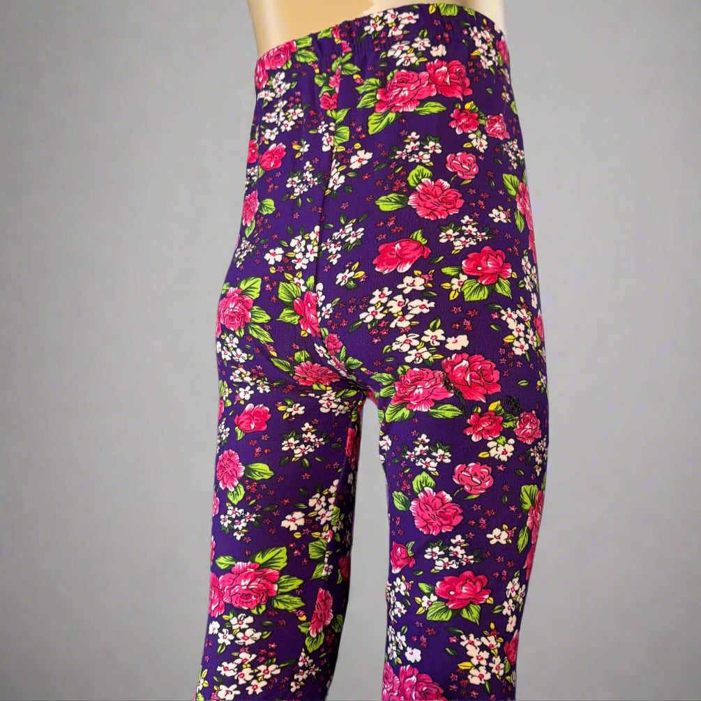 Purple floral full length leggings