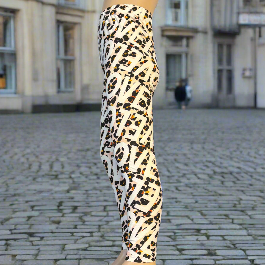 'Leopard love' design full length leggings