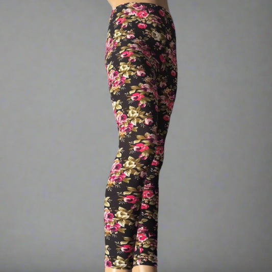 Rose floral leggings, full length