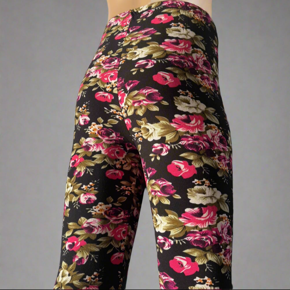 Rose floral leggings, full length