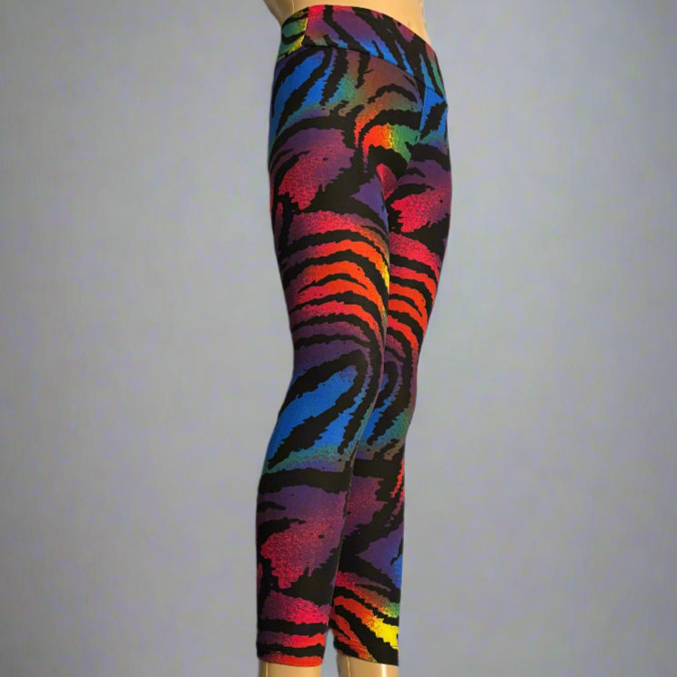 Vibrant colour zebra print leggings, full length