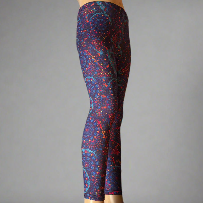 Fiery floral pattern full length leggings