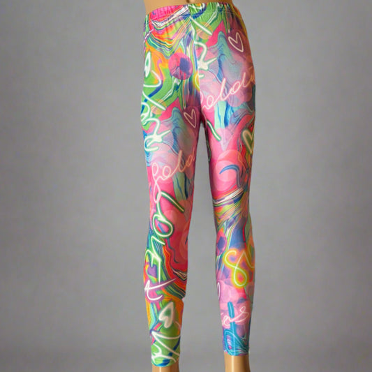 Neon retro design full length leggings