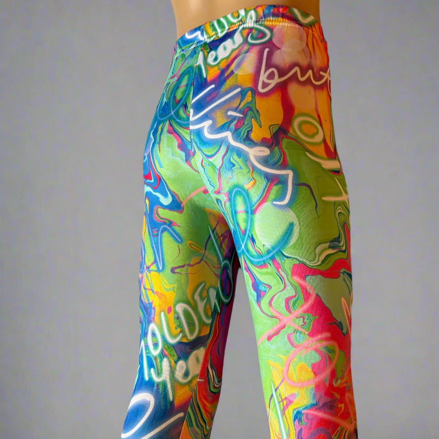 Neon retro design full length leggings