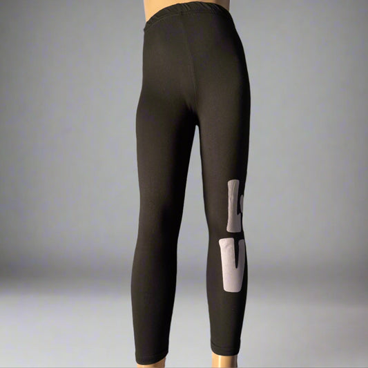 Black paw love design full length stretch leggings