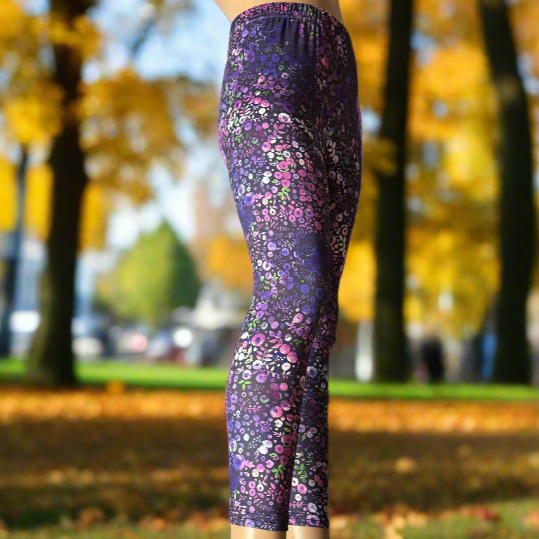 Blueberry design full length stretch leggings
