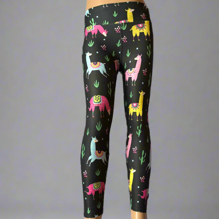 'Leisurely llama' design full length leggings