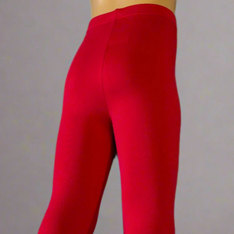 Lightweight red full length stretch leggings