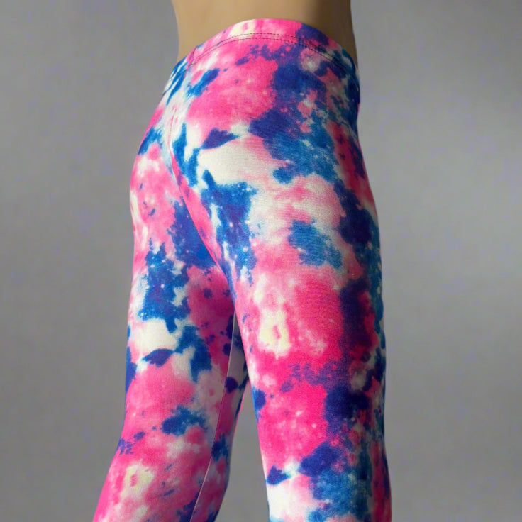 Pink, blue & white full length leggings