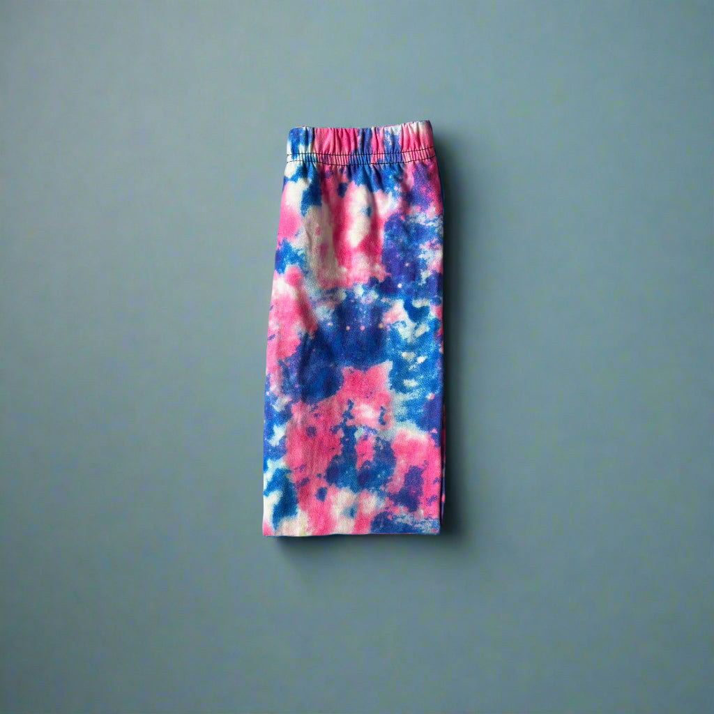 Pink, blue & white full length leggings
