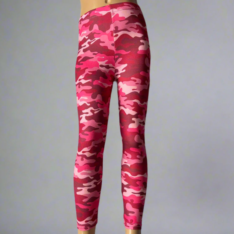 Pink camouflage design full length leggings