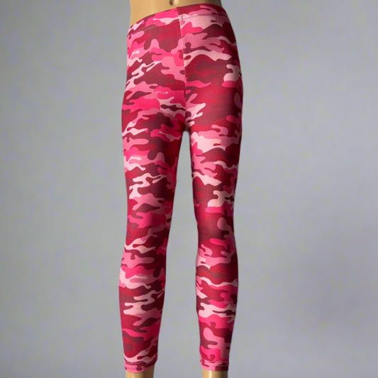 Pink camouflage design full length leggings