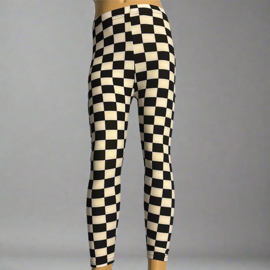 Chequered flag design full length leggings