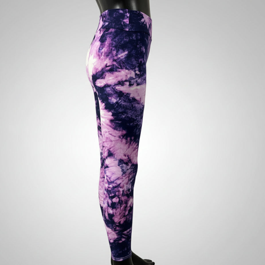 Violet burst design full length stretch leggings