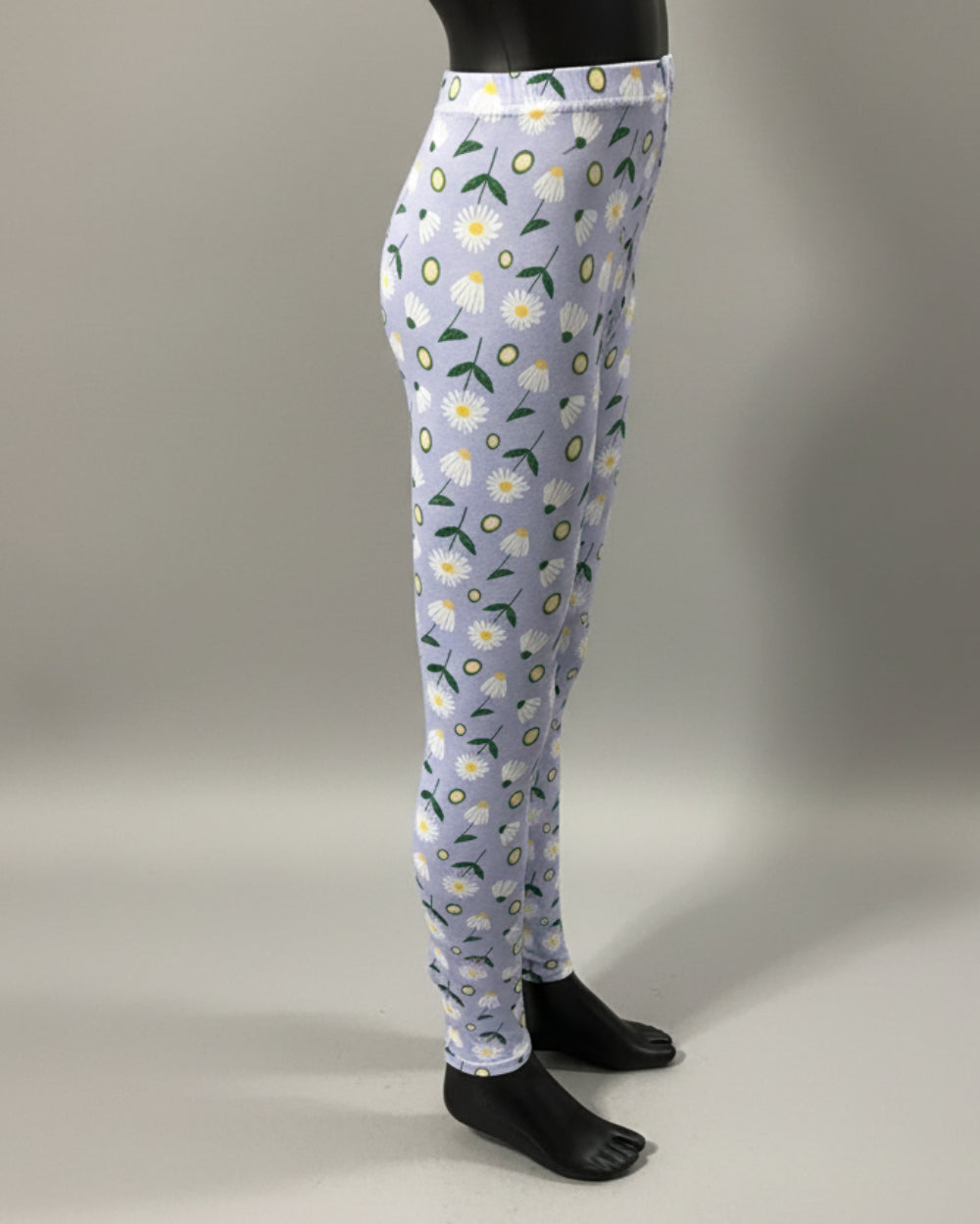 Daisy print lilac leggings, full length stretch
