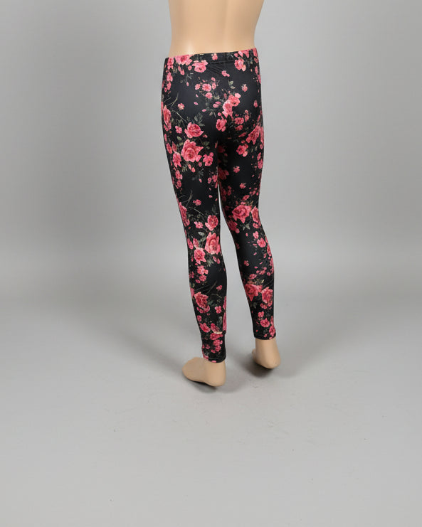 Full length rose garden design stretch leggings