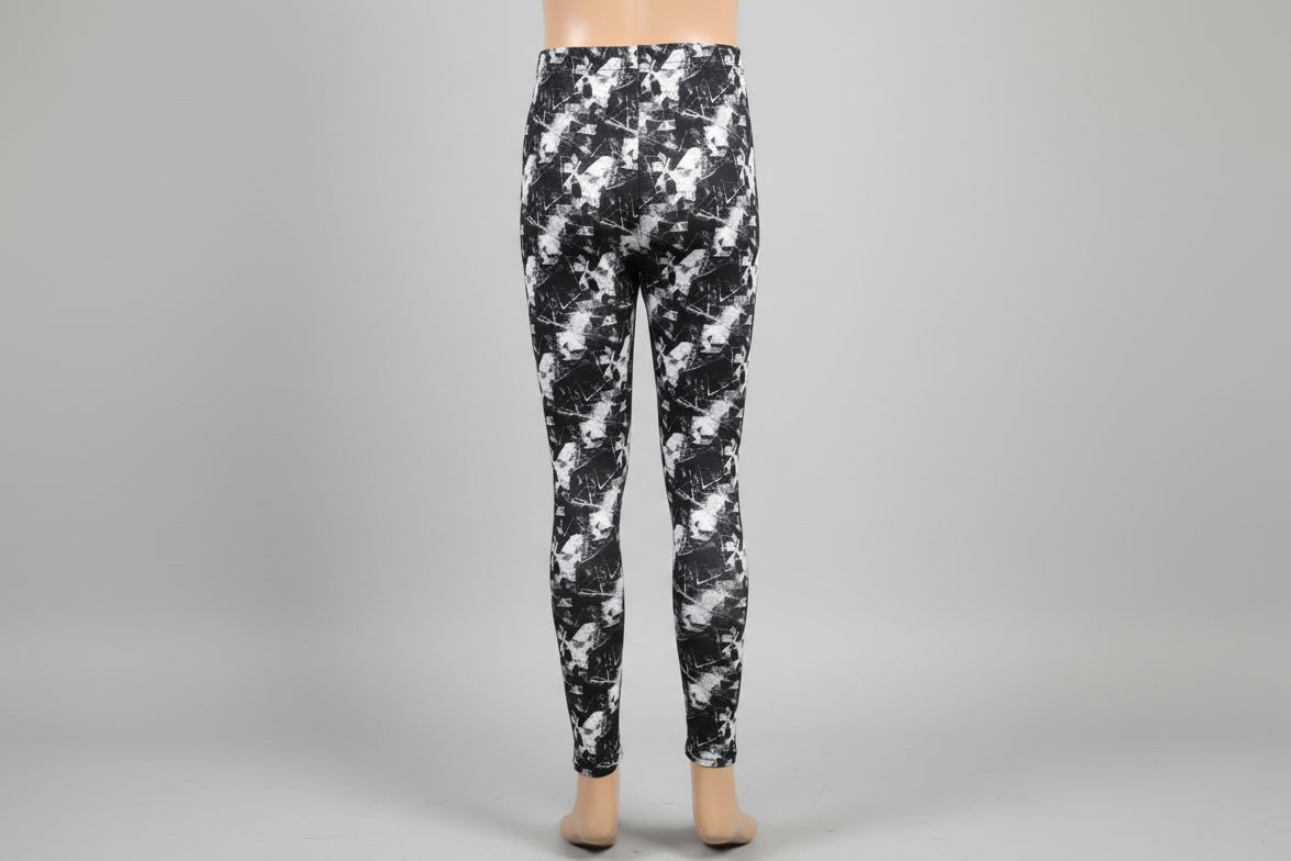 Monochrome diamond design full length stretch leggings