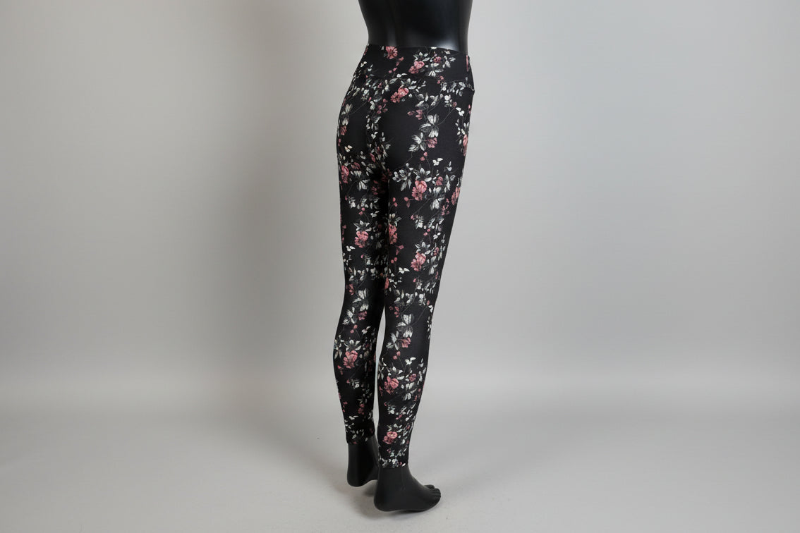 Soft, black floral leggings