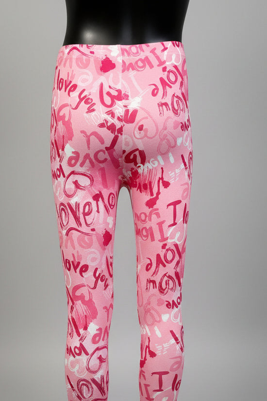 Girls 'I Love You' design full length leggings