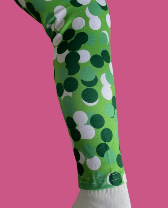 Girls green dot design full length leggings