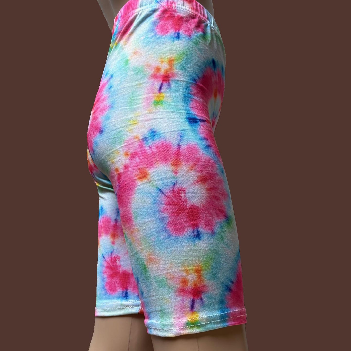 Bright tie-dye Bermuda shorts