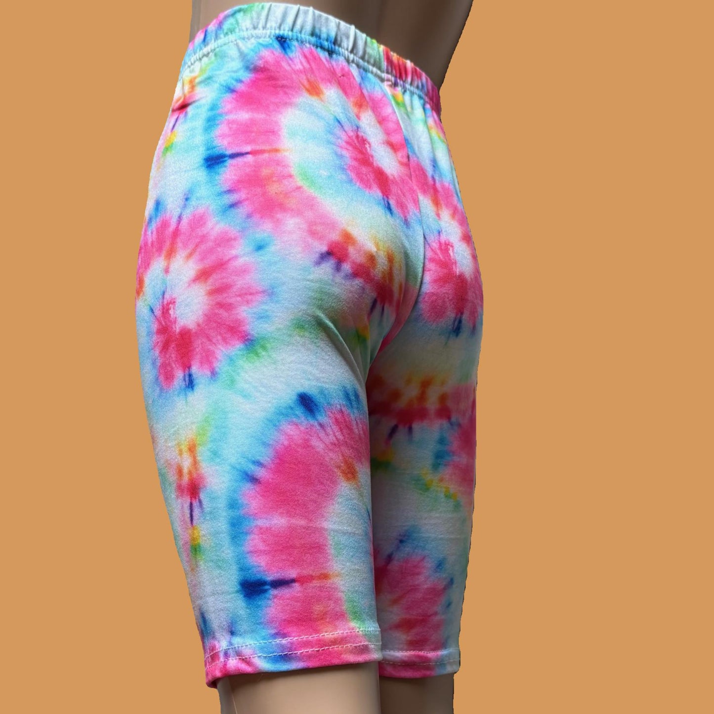 Bright tie-dye Bermuda shorts