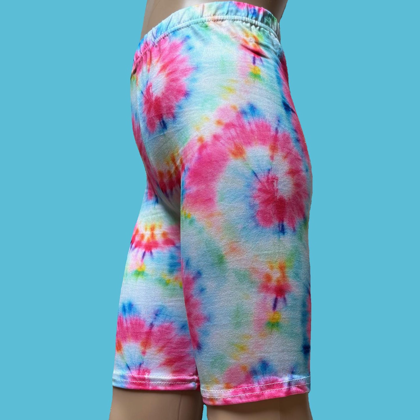 Bright tie-dye Bermuda shorts
