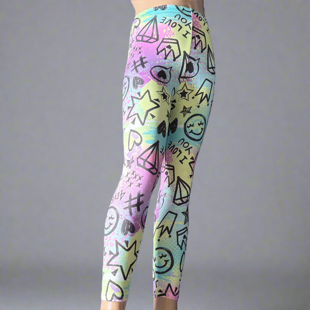 Cool scrawl design full length leggings